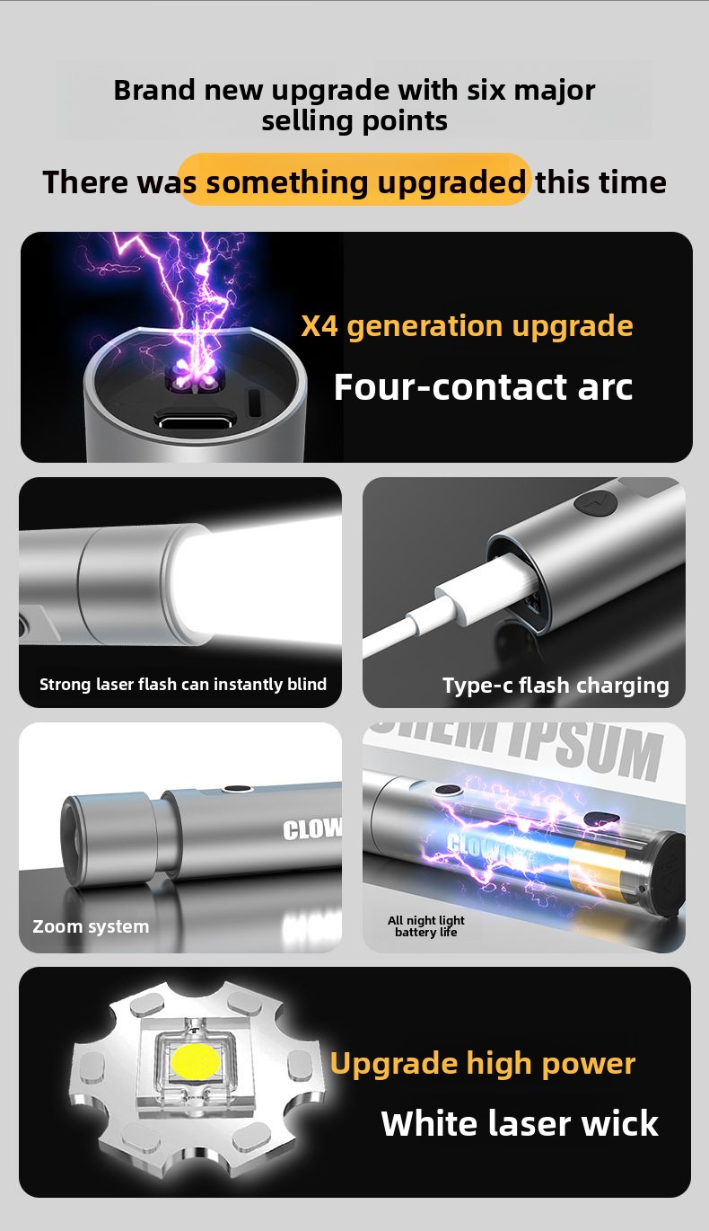 Nuova torcia elettrica multifunzione portatile ricaricabile antideflagrante laser due in uno per autodifesa all'aperto_voghion.com