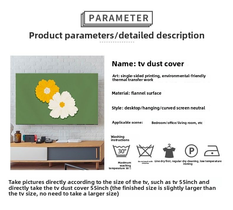 2024 New Modern Nordic High-End Simple TV Dust 65inch 75inch Cover Cloth_voghion.com