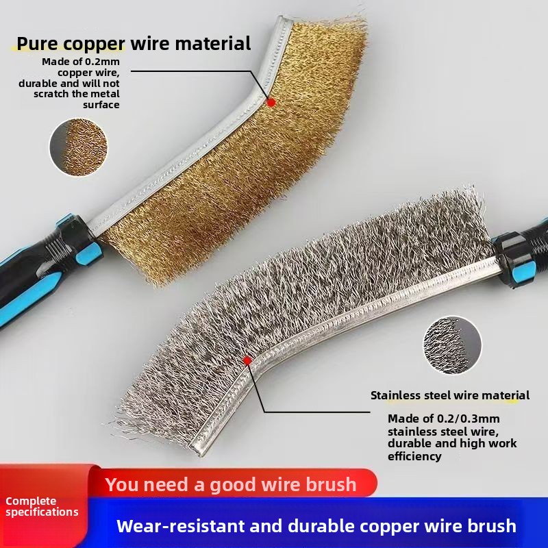 Stainless Steel Wire Multi-Functional Long Handle Knife Rust Removal Polishing BBQ Grill Cleaning Brush_voghion.com