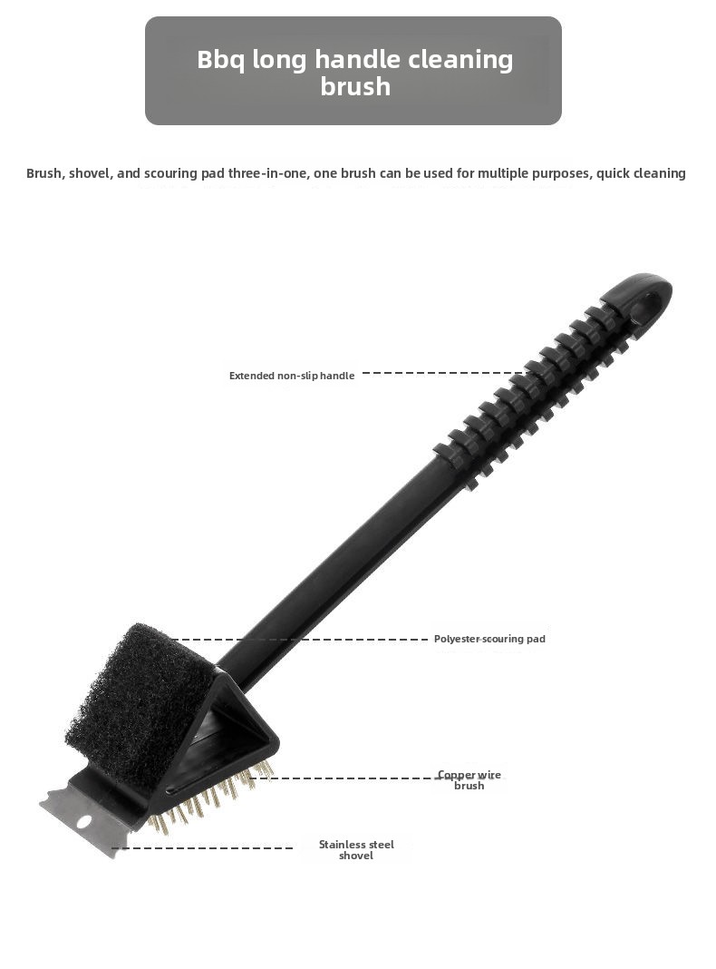 FaSoLa Special Tool For Grills Rack Cleaning Steel BBQ Mesh Long Handle Shovel Brush_voghion.com