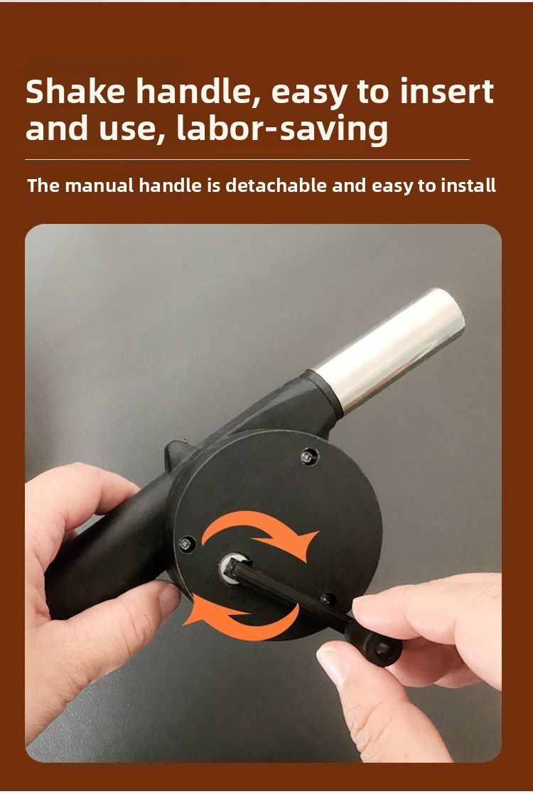 Outdoor BBQ Fire Starter Camping Tool Portable Blower Hand Crank_voghion.com