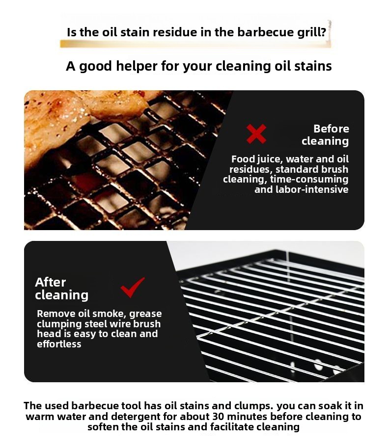 Outdoor Tool 3-in-1 Stainless Steel Copper Wire Compact For Cleaning BBQ Grill Oven Brush_voghion.com