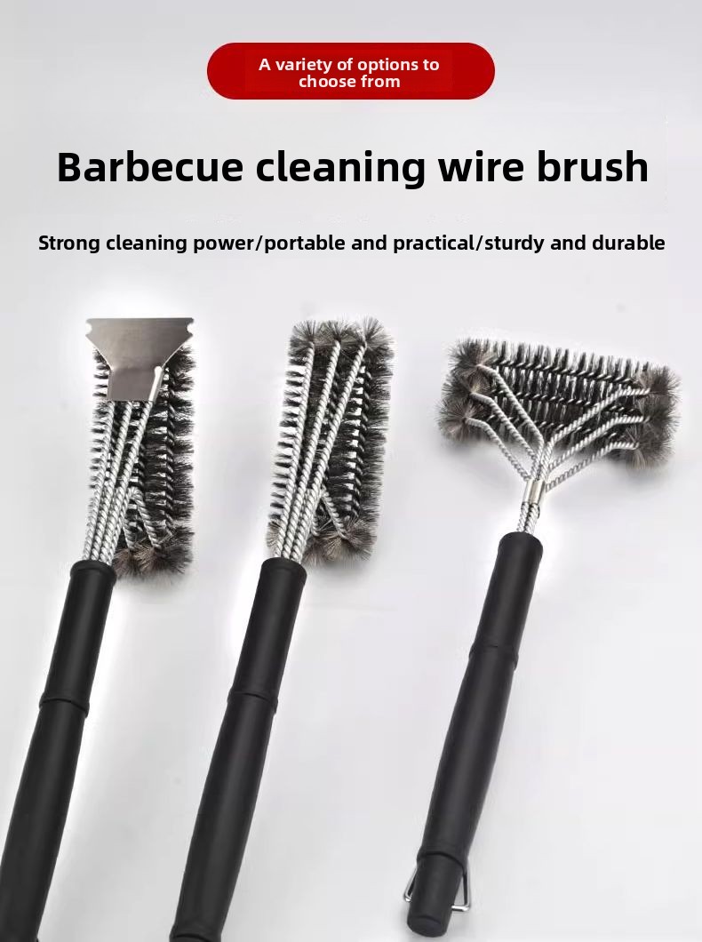 Iron Wire For Washing Rack Barbecue Grill Long Handle Steel Brush Special Cleaning Tool_voghion.com