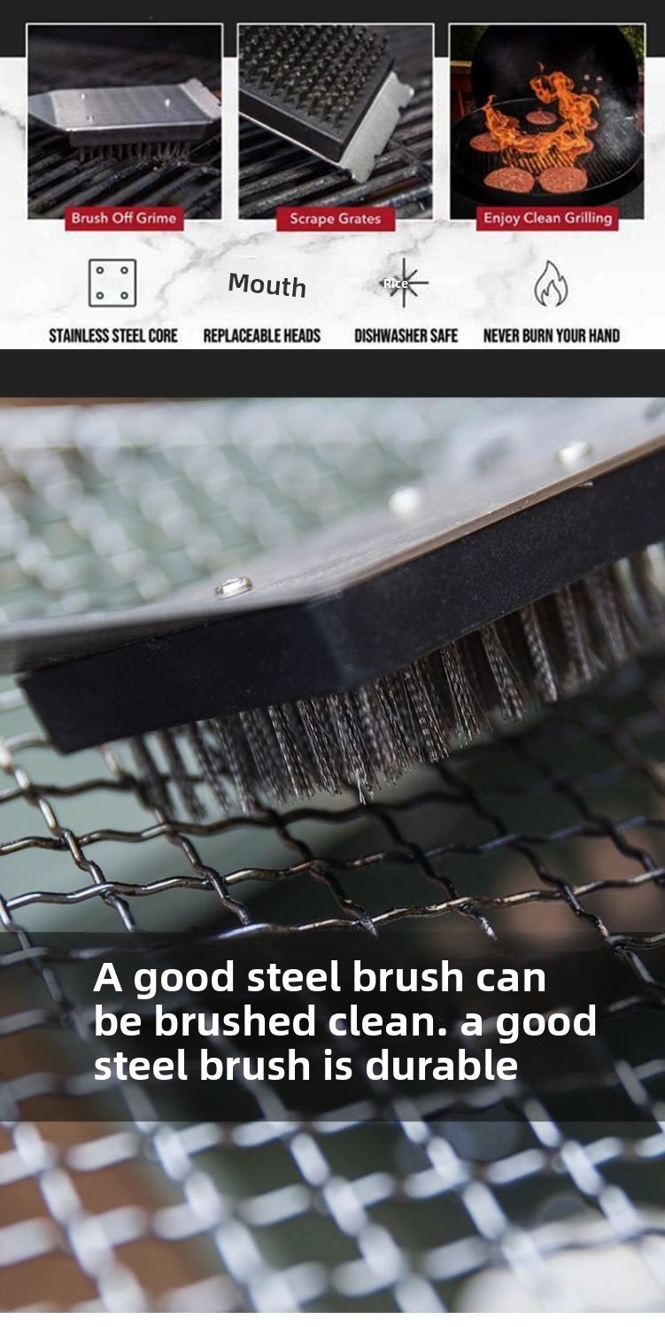Outdoor Household Stainless Iron For Grill Net Cleaning BBQ Stove Steel Wire Brush_voghion.com
