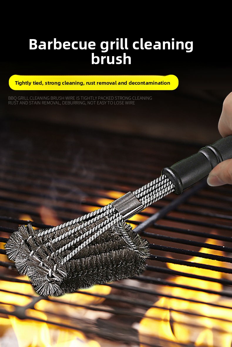 Iron Wire For Washing Rack Barbecue Grill Long Handle Steel Brush Special Cleaning Tool_voghion.com