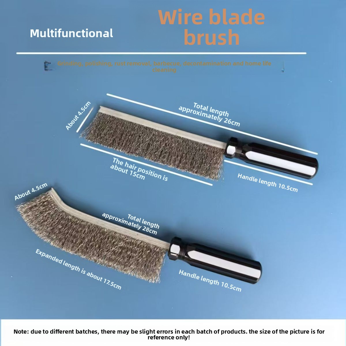 Stainless Steel Wire Multi-Functional Long Handle Knife Rust Removal Polishing BBQ Grill Cleaning Brush_voghion.com