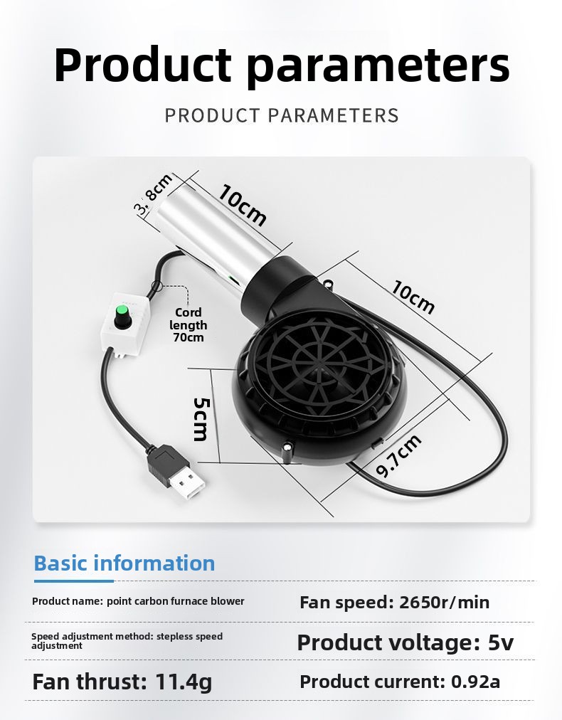 BBQ USB Mini Adjustable Speed Wood Stove Outdoor Fire Starter Automatic Blower Portable_voghion.com