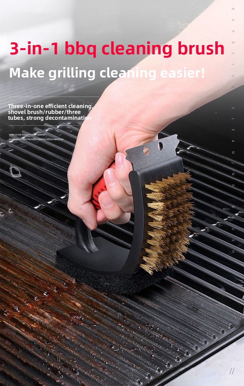 KSO Cleaning Stainless Steel Large Copper Wire Mesh BBQ Grill Tool Brush_voghion.com