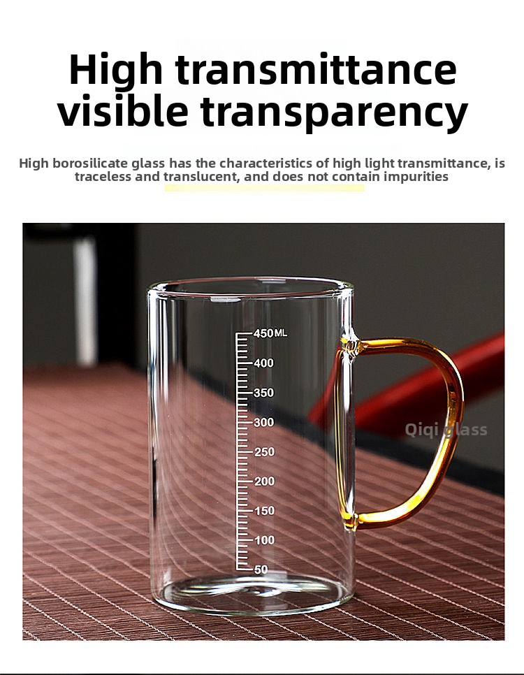 Glass With Scale, Water Breakfast Household Heat-Resistant Microwave Milk Tea Cup, Juice Cup_voghion.com