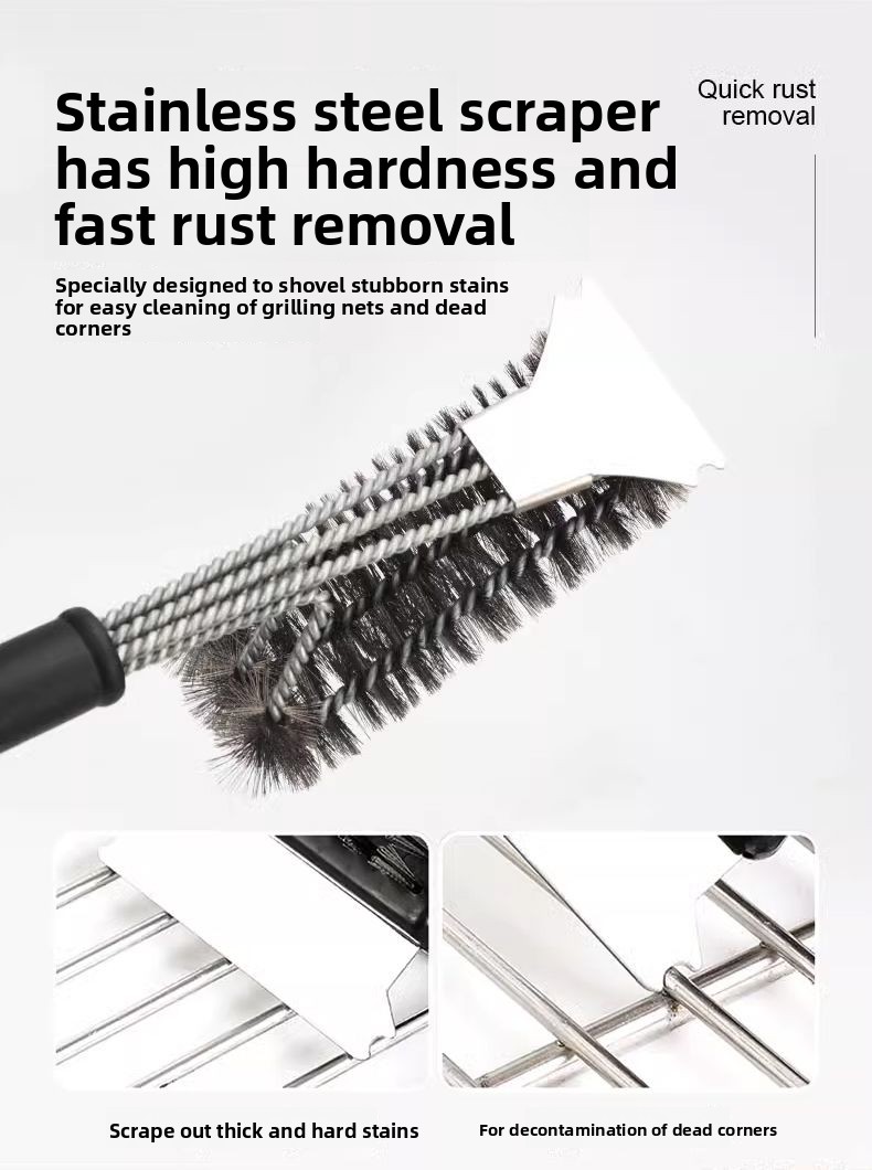 Iron Wire For Washing Rack Barbecue Grill Long Handle Steel Brush Special Cleaning Tool_voghion.com