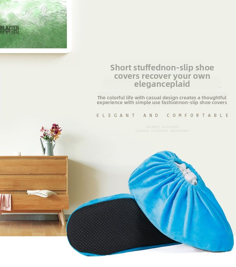 Fleece Shoe Covers Home Use, Reusable Cloth, Children's Foot Covers, Indoor Wear-Resistant, Thickened, Non-Slip,_voghion.com