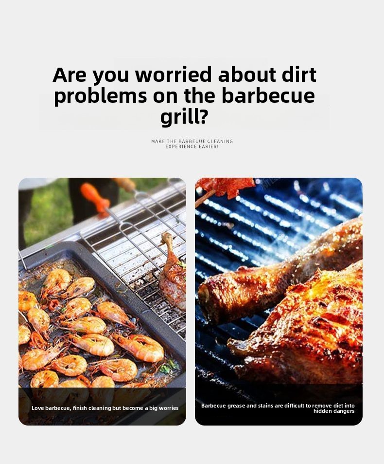 Spazzola per barbecue in acciaio inossidabile per uso alimentare, strumento ausiliario per la pulizia della griglia in rete metallica_voghion.com