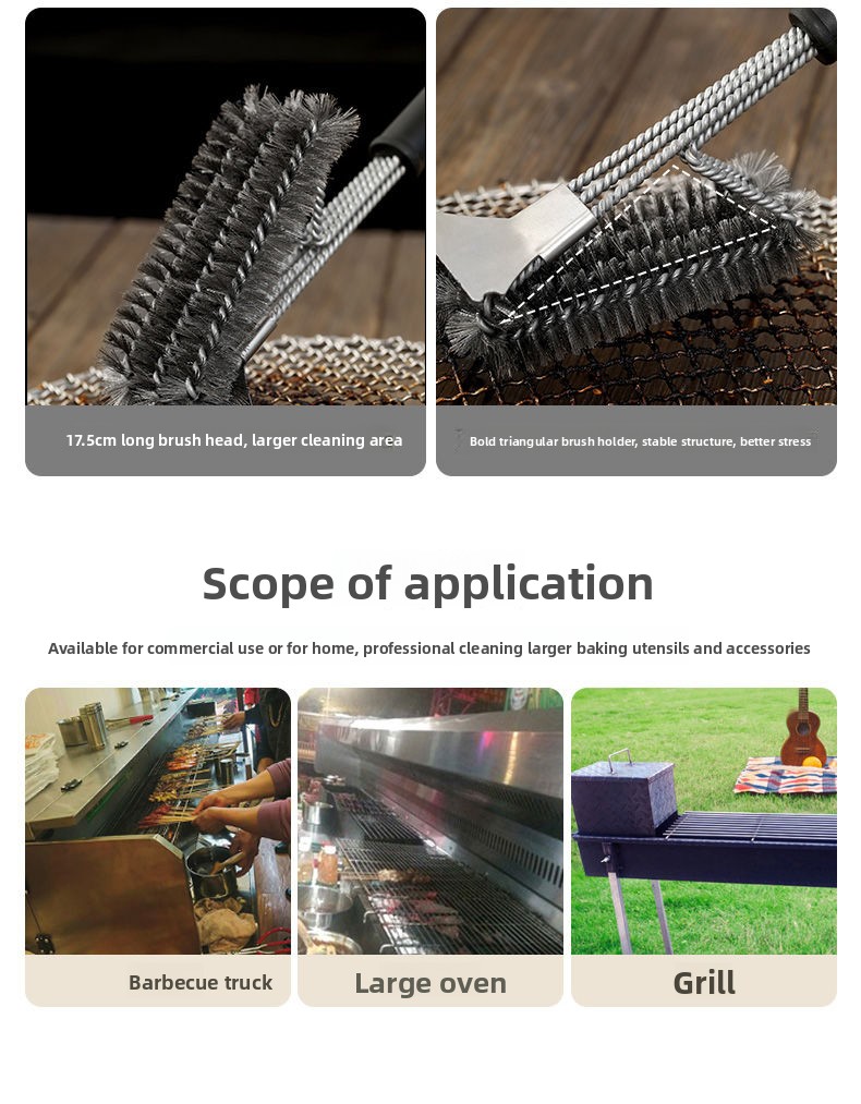 FaSoLa Special Tool For Grills Rack Cleaning Steel BBQ Mesh Long Handle Shovel Brush_voghion.com