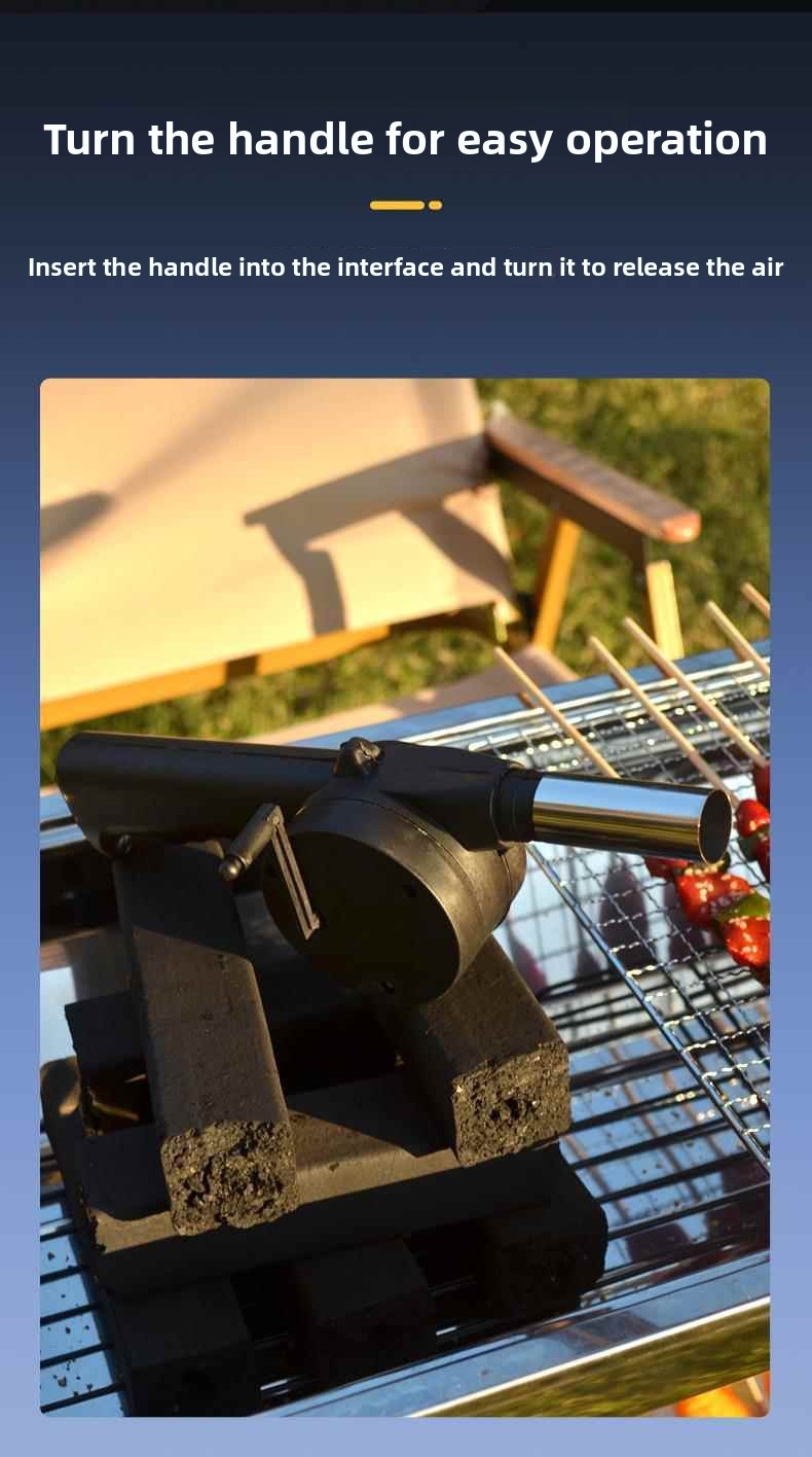 Barbecue Lithium Battery Outdoor Blower Manual Electric Wireless Small Charcoal Fire Starter Hand Crank_voghion.com