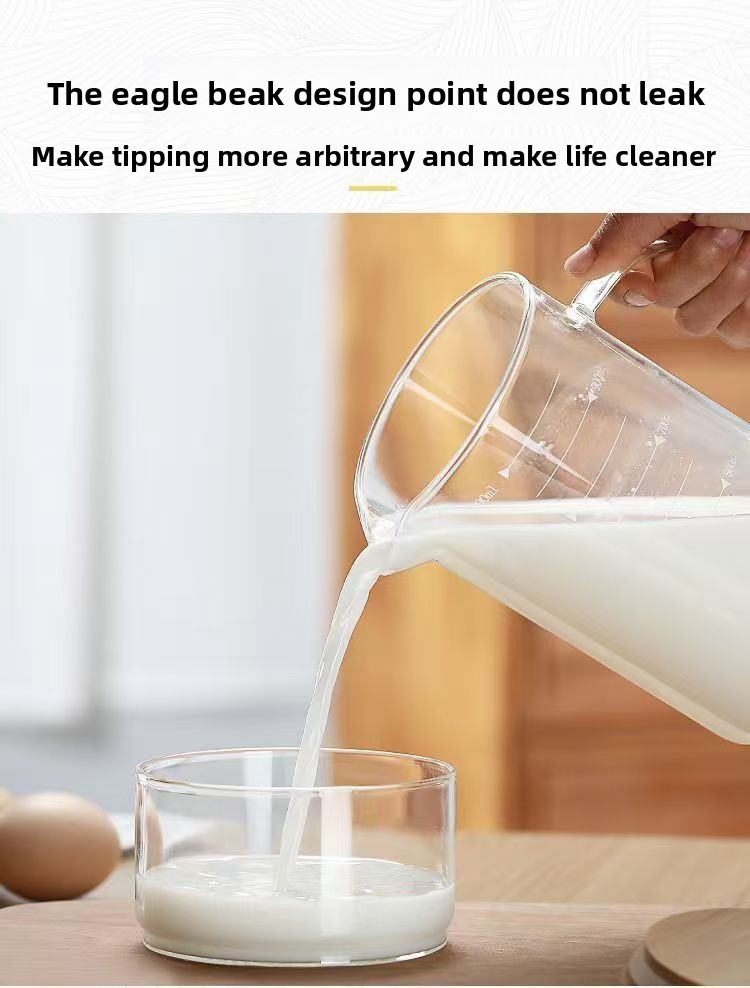 Glass Scale, Microwave Safe, Household Kitchen Baking Measuring Cup With Lid Handle, Thickened And Heat Resistant_voghion.com