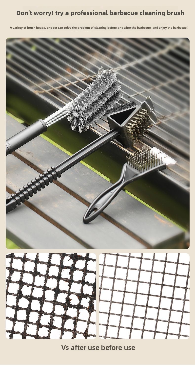 FaSoLa Special Tool For Grills Rack Cleaning Steel BBQ Mesh Long Handle Shovel Brush_voghion.com