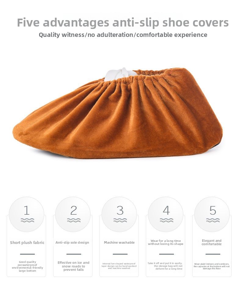 Fleece Shoe Covers Home Use, Reusable Cloth, Children's Foot Covers, Indoor Wear-Resistant, Thickened, Non-Slip,_voghion.com