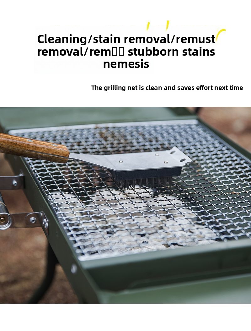Outdoor Household Stainless Iron For Grill Net Cleaning BBQ Stove Steel Wire Brush_voghion.com