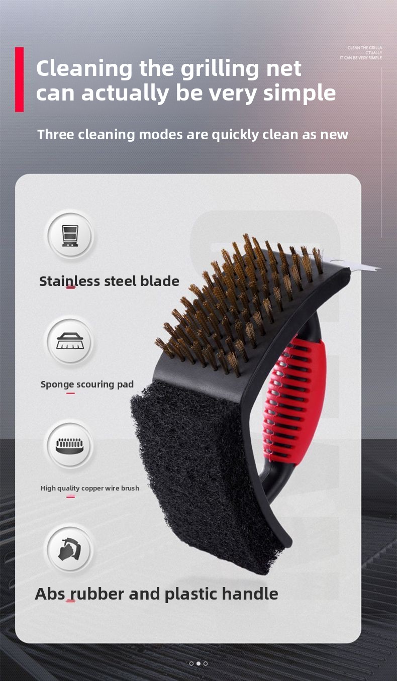 KSO Cleaning Stainless Steel Large Copper Wire Mesh BBQ Grill Tool Brush_voghion.com