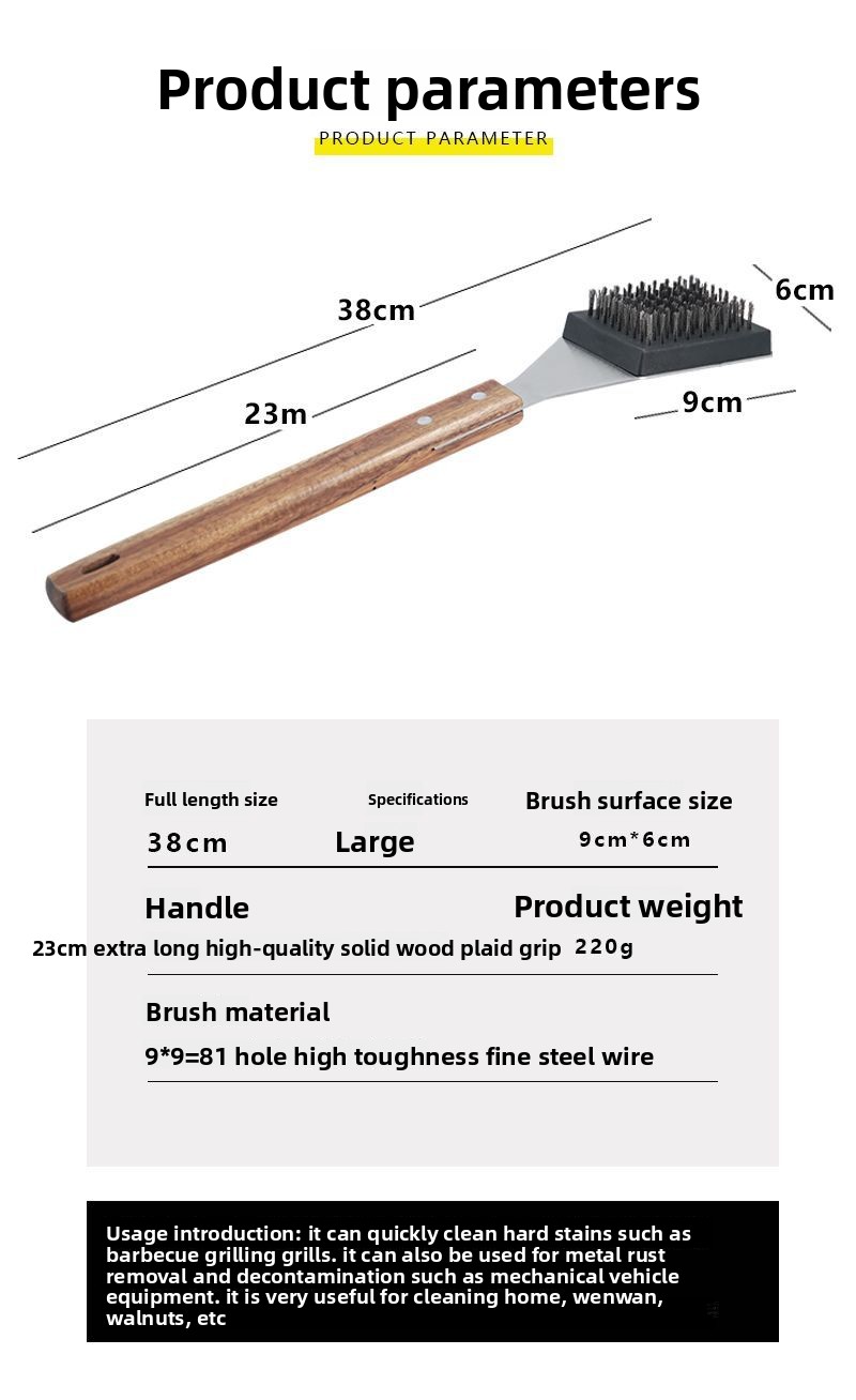 Outdoor Household Stainless Iron For Grill Net Cleaning BBQ Stove Steel Wire Brush_voghion.com