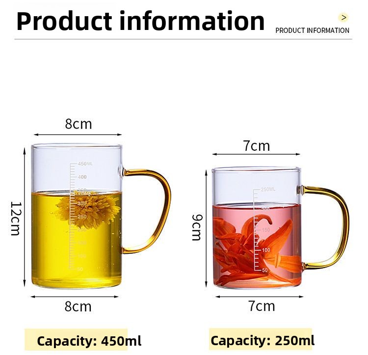 Glass With Scale, Water Breakfast Household Heat-Resistant Microwave Milk Tea Cup, Juice Cup_voghion.com