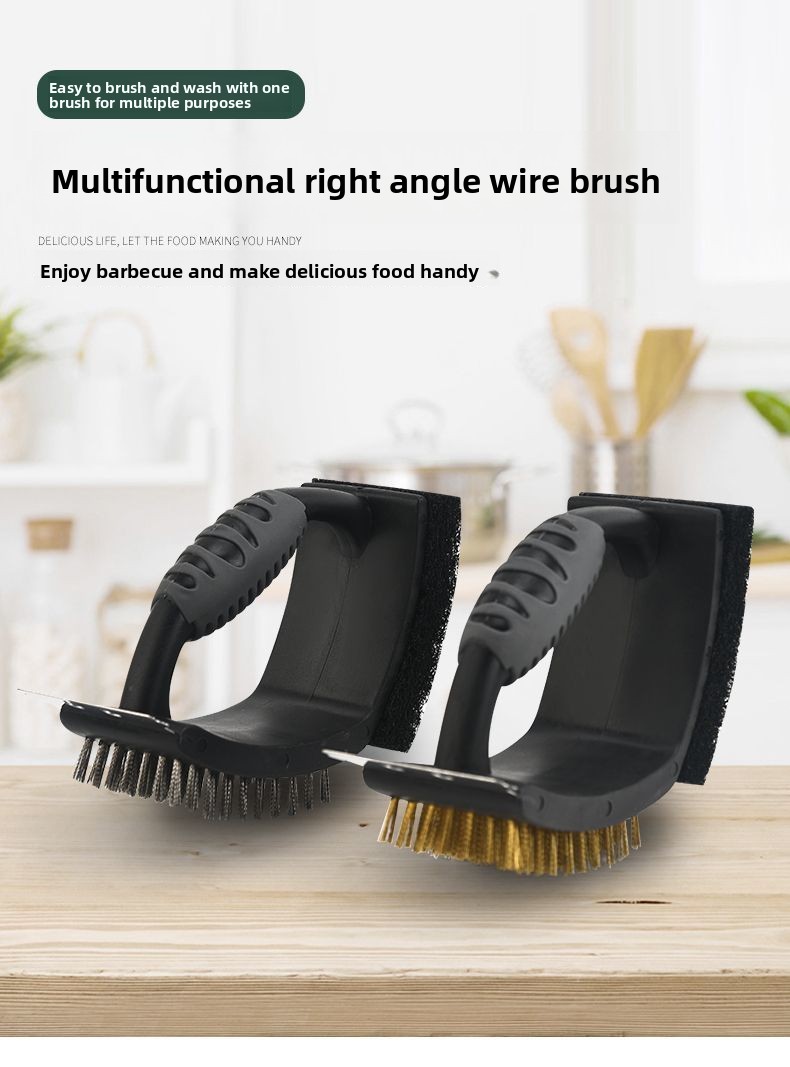 Outdoor Tool 3-in-1 Stainless Steel Copper Wire Compact For Cleaning BBQ Grill Oven Brush_voghion.com