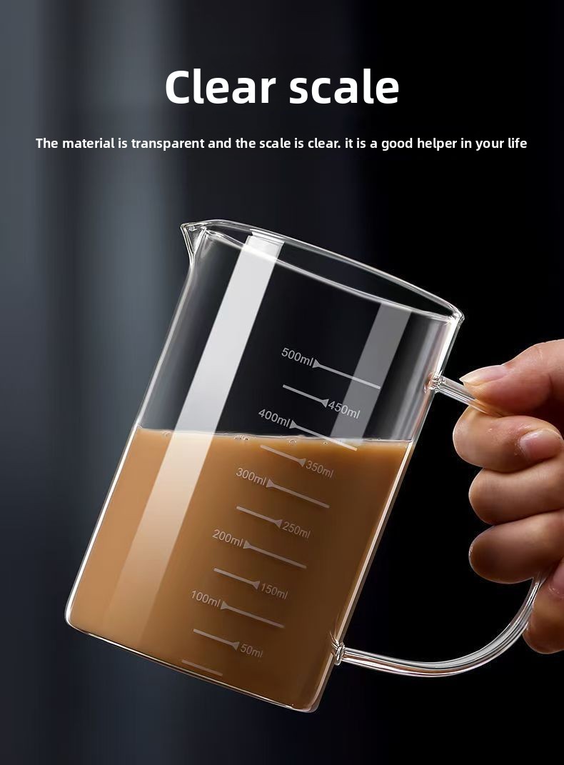 Glass Scale, Microwave Safe, Household Kitchen Baking Measuring Cup With Lid Handle, Thickened And Heat Resistant_voghion.com