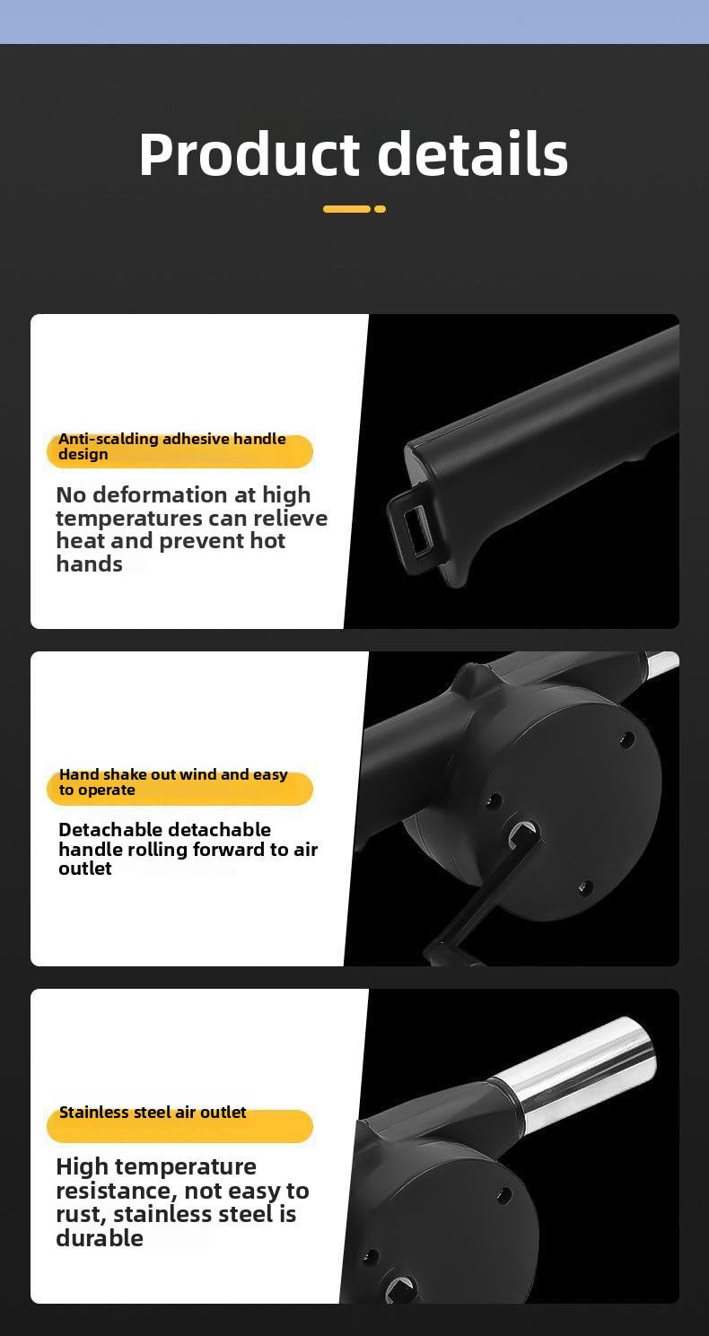 Barbecue Lithium Battery Outdoor Blower Manual Electric Wireless Small Charcoal Fire Starter Hand Crank_voghion.com