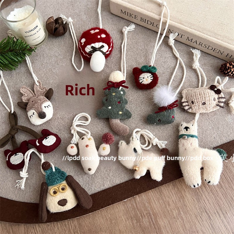 Korean Style New Cartoon Fabric Cute Small Animal Three-Dimensional Cotton Filled Plush Christmas Tree Bag Pendant_voghion.com