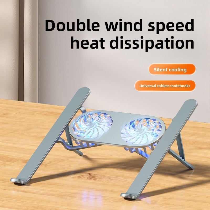 Supporto per ventola per laptop in lega di alluminio, base per radiatore di raffreddamento ad aria, supporto per scrivania per computer_voghion.com