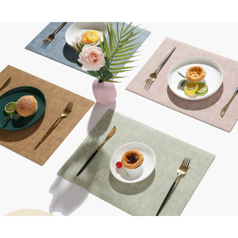 Nordic INS Strukturiertes quadratisches Tischset aus Leder, doppelseitig, für Zuhause, Hotel, Western Dining, wasserdicht, wärmeisolierende Matte_voghion.com