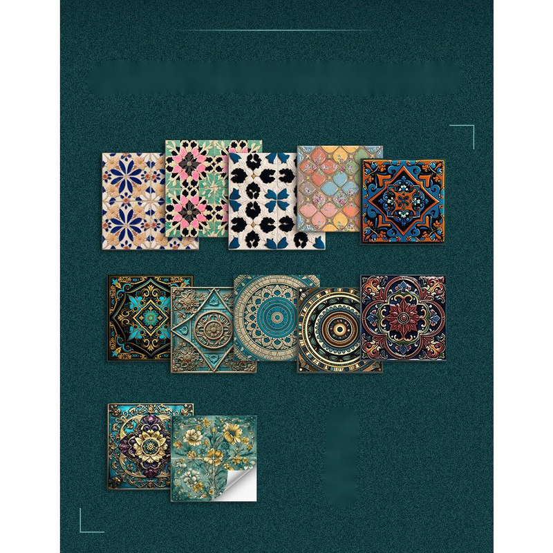 10 Pieces European Style Self-Adhesive Crystal Thickened Tile Stickers Waterproof Oil-Proof Kitchen Wall Decoration_voghion.com