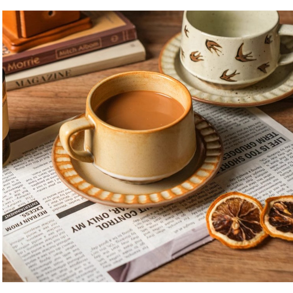 Coarse Pottery Set, Light Luxury High-end Sense, Niche Design Style Ceramic Coffee Cup And Saucer_voghion.com