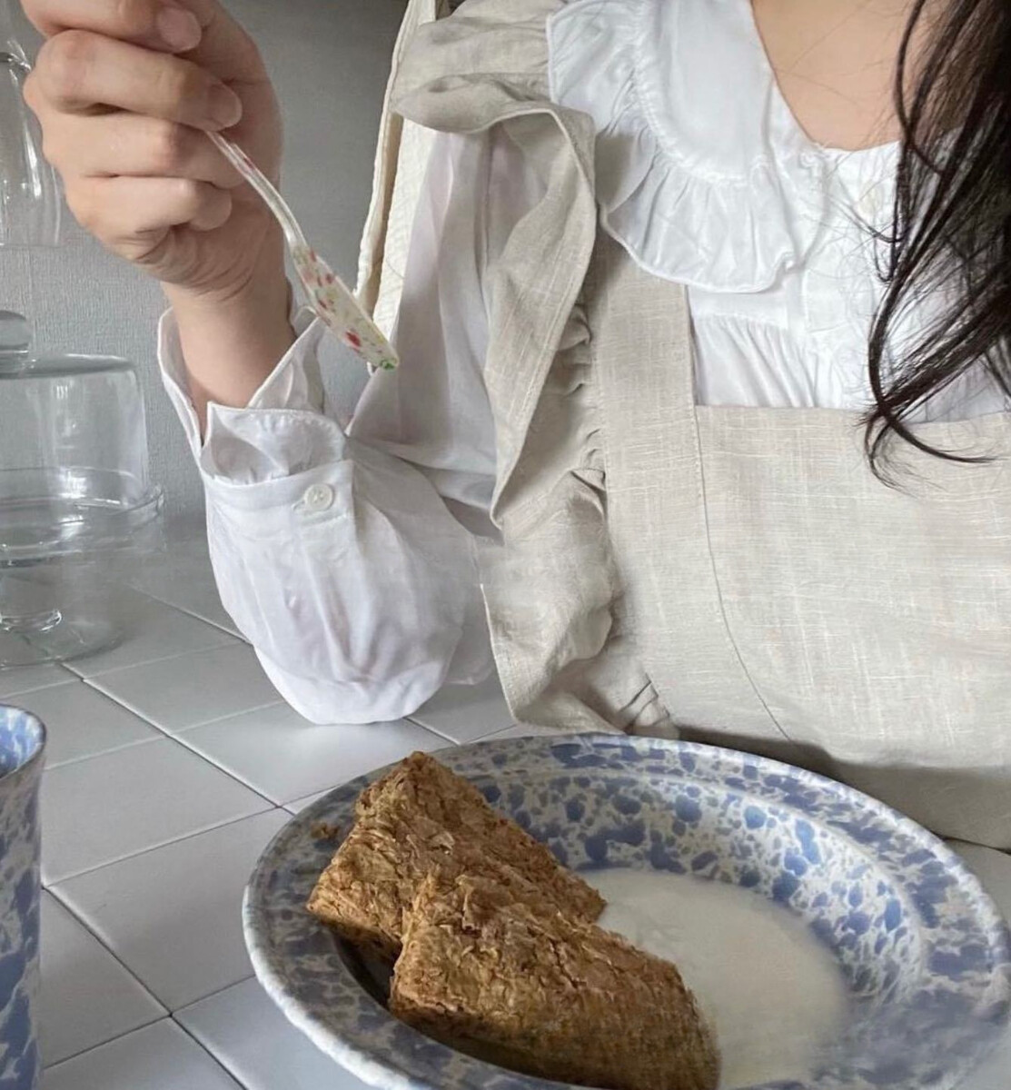 Same Ruffle Korean Style Artistic Coffee Shop Garden Kitchen Cleaning Waist Apron For Women_voghion.com