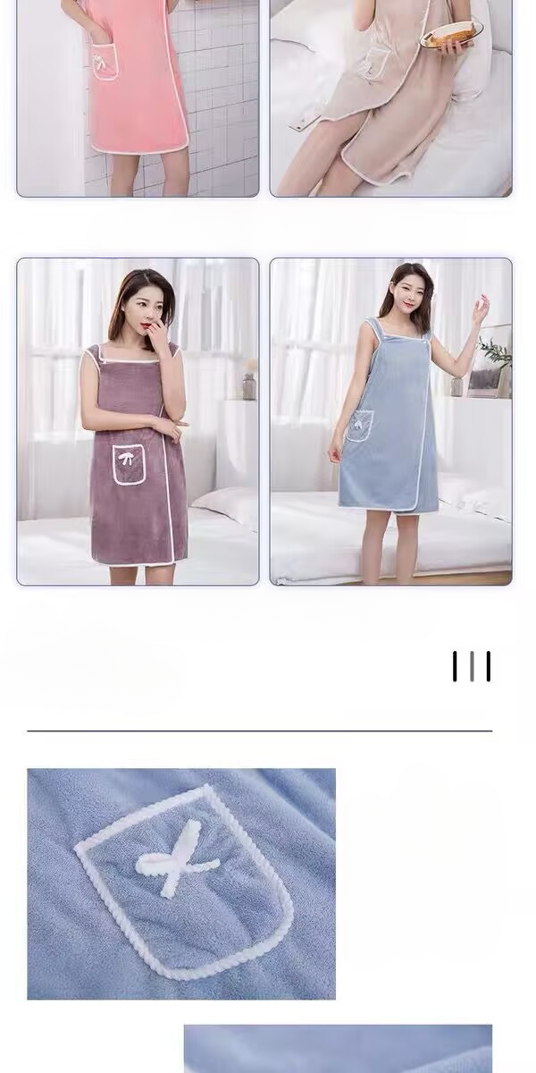 Kadınlar İçin Giyilebilir Havlu, Yetişkin Askılı Banyo Elbisesi, Sarma Bornoz, Saf Olmayan Pamuk, Güzellik Salonu Ev Kullanımı, Emici_voghion.com