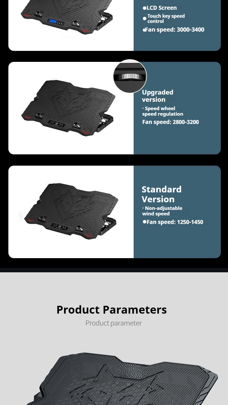 Cooler para laptop de 15,6 polegadas com base de suporte, ventilador para jogos, silencioso e portátil_voghion.com