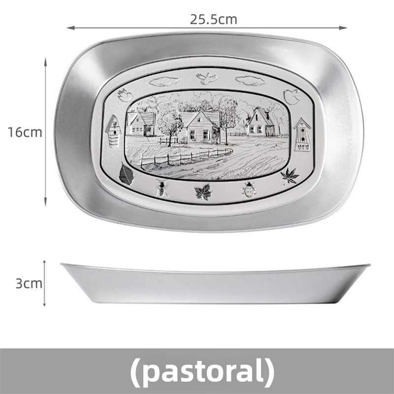 Plato de camping retro de metal para picnic y comidas al aire_voghion.com