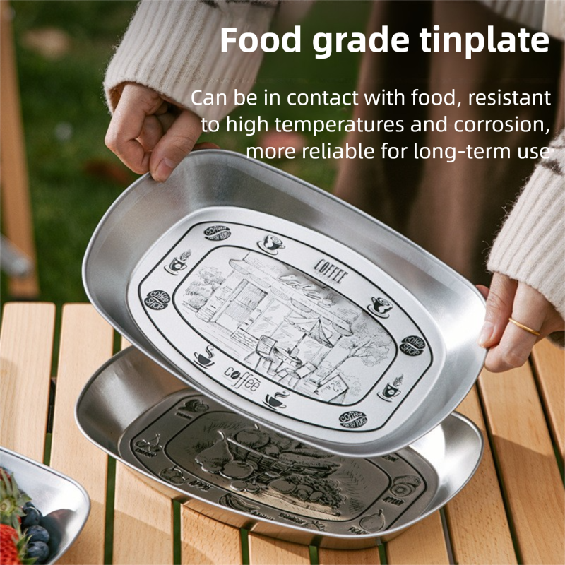 Plato de camping retro de metal para picnic y comidas al aire_voghion.com