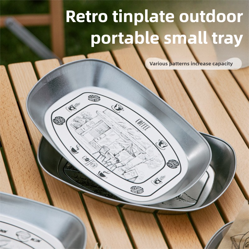 Plato de camping retro de metal para picnic y comidas al aire_voghion.com