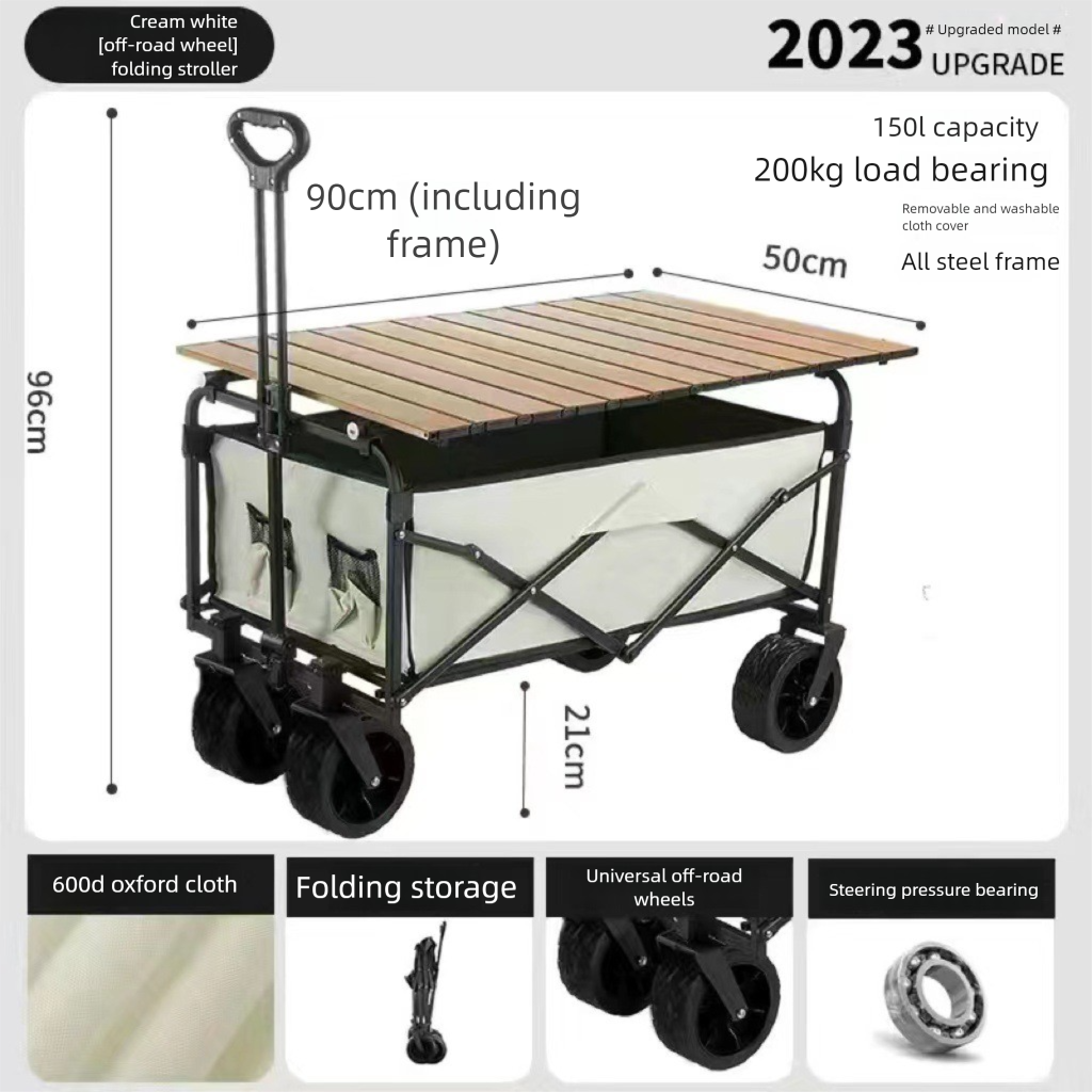 Outdoor Camp Camping Push Foldable Small Cart Stall Table_voghion.com