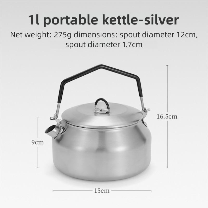Bouilloire de camping en acier inoxydable 304, 1 L, avec bec verseur, portable, grande capacité_voghion.com