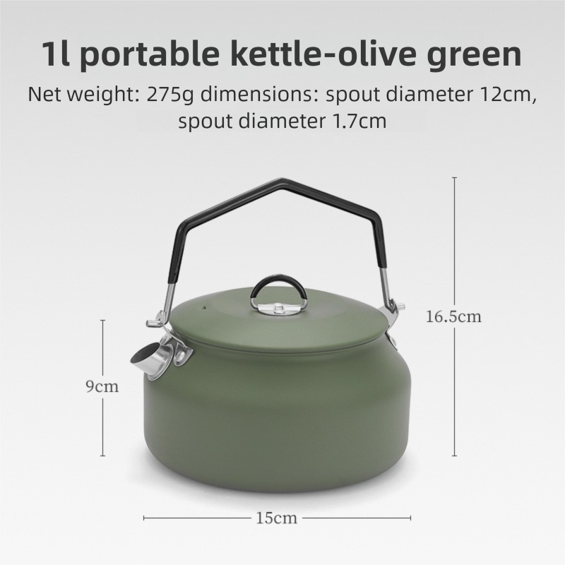 Bouilloire de camping en acier inoxydable 304, 1 L, avec bec verseur, portable, grande capacité_voghion.com