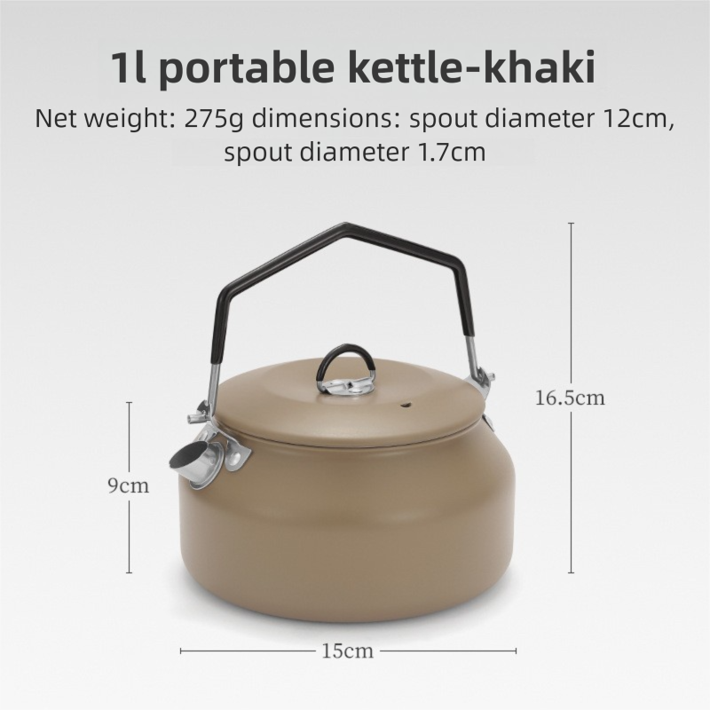 Bouilloire de camping en acier inoxydable 304, 1 L, avec bec verseur, portable, grande capacité_voghion.com