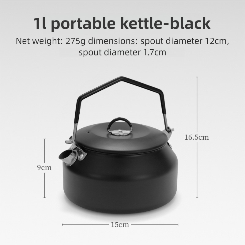 Bouilloire de camping en acier inoxydable 304, 1 L, avec bec verseur, portable, grande capacité_voghion.com