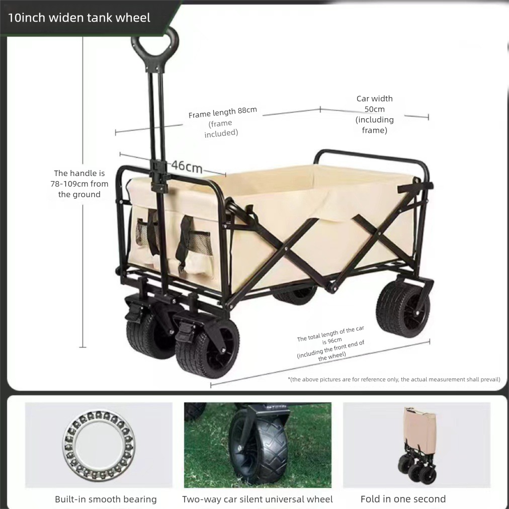 Outdoor Camp Camping Push Foldable Small Cart Stall Table_voghion.com