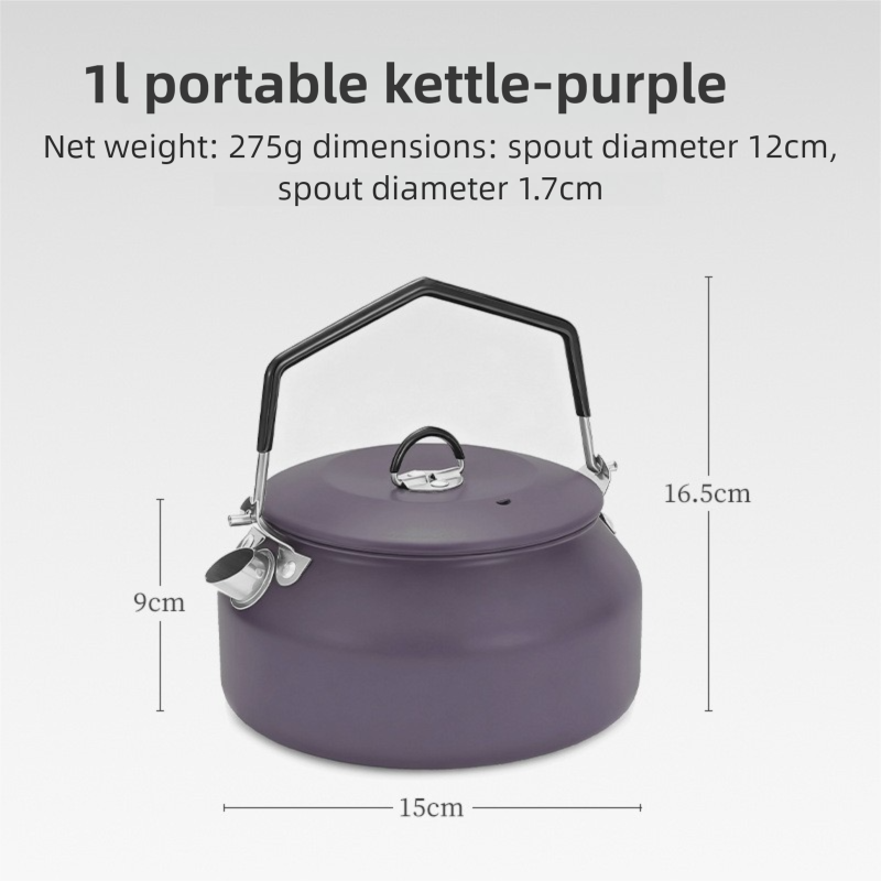 Bouilloire de camping en acier inoxydable 304, 1 L, avec bec verseur, portable, grande capacité_voghion.com
