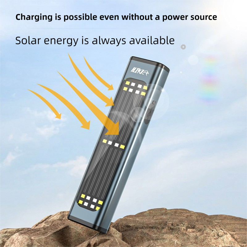 Solar-powered Outdoor Dual-lamp Floodlight Flashlight, Auto Repair Work Red Light Warning Light, Power Indicator, Back_voghion.com