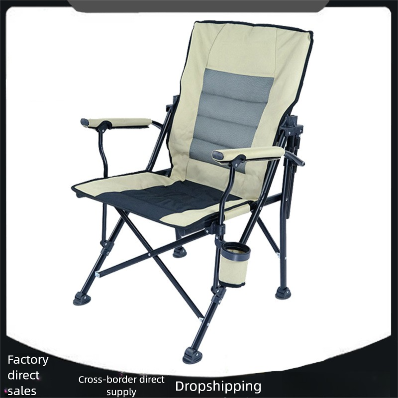 Outdoor Folding With High Backrest, Swivel Portable Thickened Fishing Chair, Director's Stool, Camping Chair_voghion.com