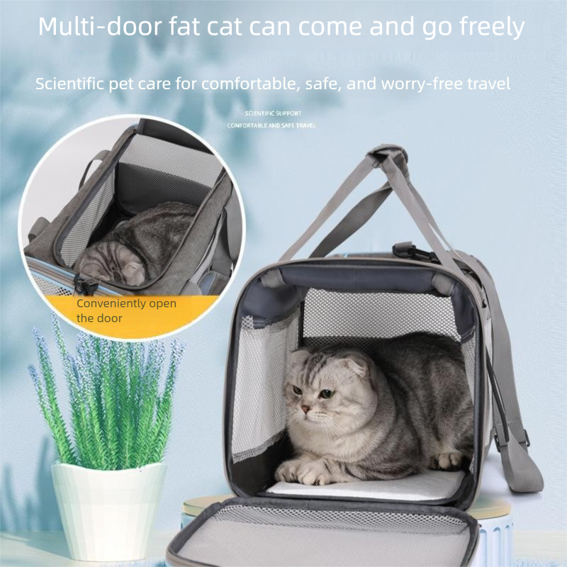Nuovo, con più scomparti, pieghevole, borsa per gatti portatile per uscite, grande capacità, zaino a tracolla per animali domestici_voghion.com