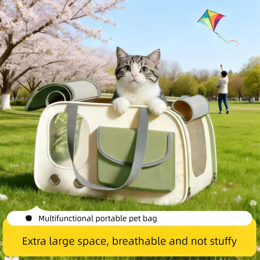 Draagtas voor buiten, draagbare kattenrugzak, handtas, crossbodytas, grote capaciteit, geventileerd, ademend, anti-stress, extra groot, geschikt voor huisdieren (honden)._voghion.com